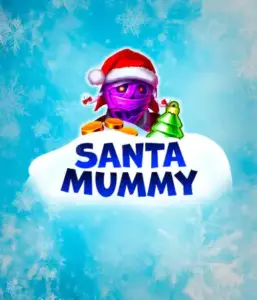  Discover the quirky "Santa Mummy" slot game by Belatra, showcasing a mummified Santa decked out in festive holiday attire. This vibrant image presents the mummy with a vivid purple hue, wearing a Santa hat, against a backdrop of snowy blue and icy snowflakes. The game's title, "Santa Mummy," is prominently displayed in large, cool blue letters.