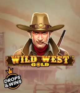  Encounter the rugged sheriff of "Wild West Gold," a popular slot game by Pragmatic Play. The graphic depicts a determined sheriff with a golden star badge, set against a sun-baked Old West town backdrop. The game's title is boldly featured in a rustic font, accentuating the Wild West adventure theme. 