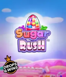 Enjoy the sweet world of the Sugar Rush slot game by Pragmatic Play, featuring a bright candy dispenser against a dreamy candyland background. This image evokes the playfulness of the game, adorned with vivid candies and engaging typography. Ideal for candy lovers, offering a delightful gaming experience. 